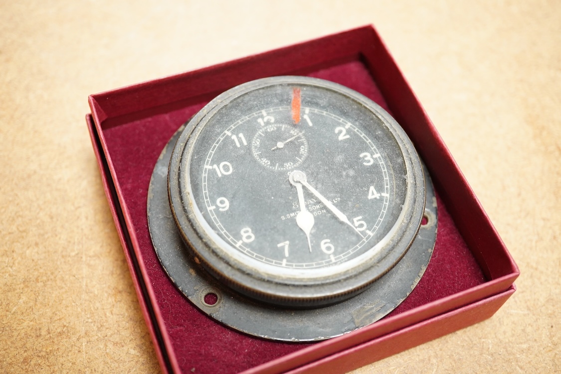 A Smiths 8 Day military aircraft clock, 8cm diameter